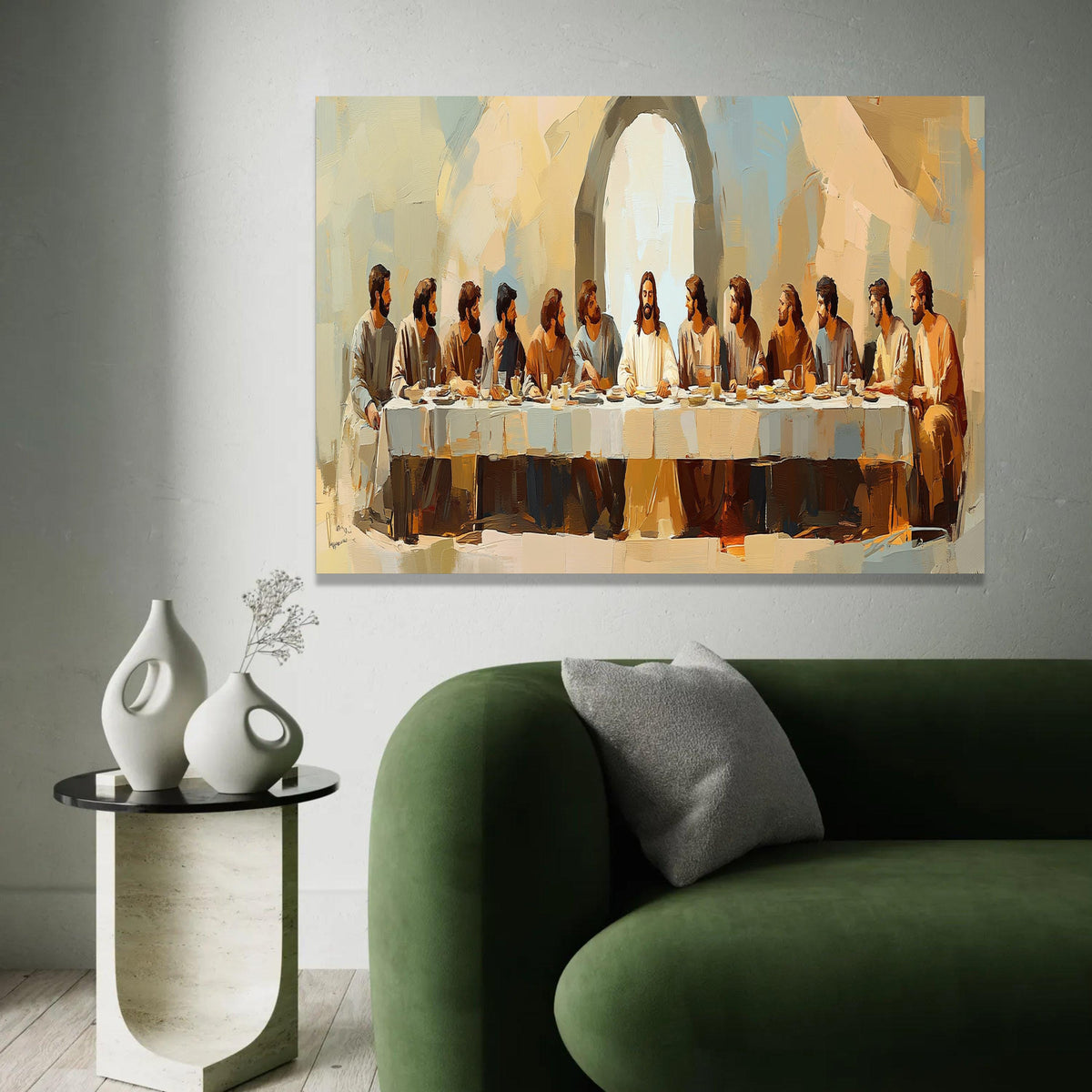 The Last Supper Canvas Wall Art, Religious Jesus Painting, Christian Biblical Scene, Spiritual Home Decor, Apostles Ready To Hang Decoration