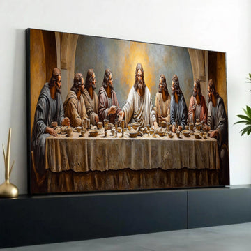 The Last Supper Canvas Wall Art, Religious Christian Painting, Jesus and Disciples, Spiritual Home Decor, Biblical Ready To Hang Decoration