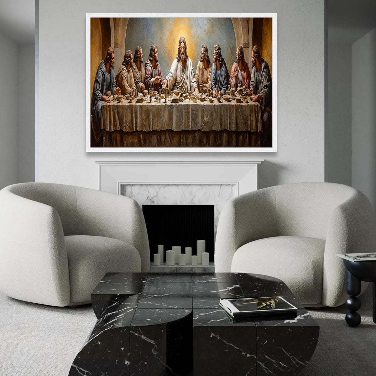 The Last Supper Canvas Wall Art, Religious Christian Painting, Jesus and Disciples, Spiritual Home Decor, Biblical Ready To Hang Decoration