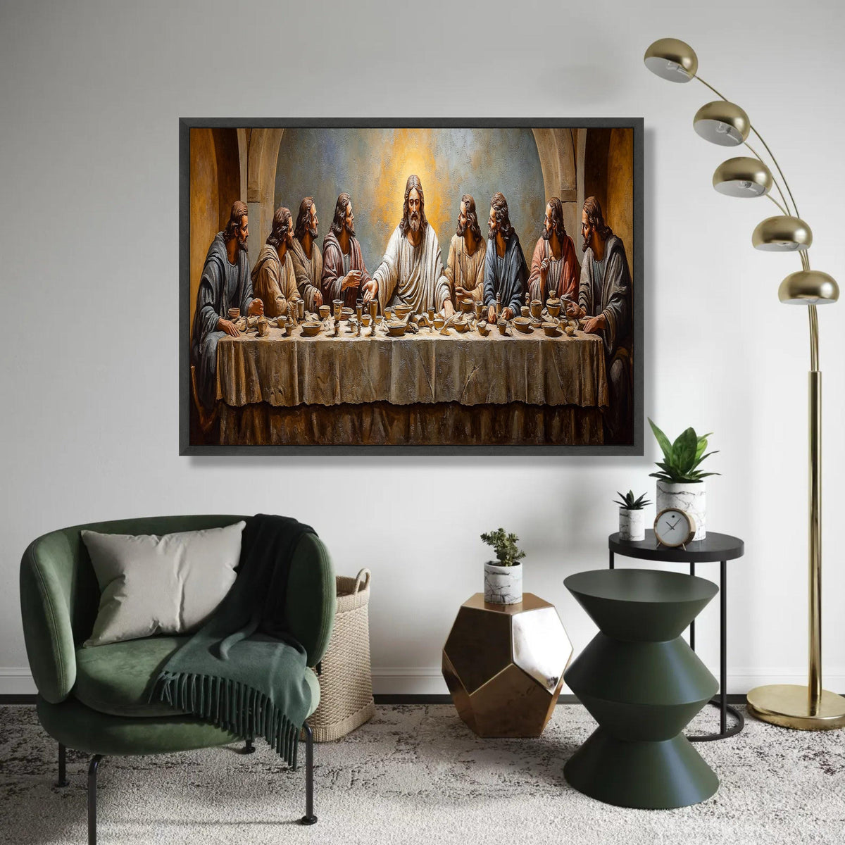 The Last Supper Canvas Wall Art, Religious Christian Painting, Jesus and Disciples, Spiritual Home Decor, Biblical Ready To Hang Decoration