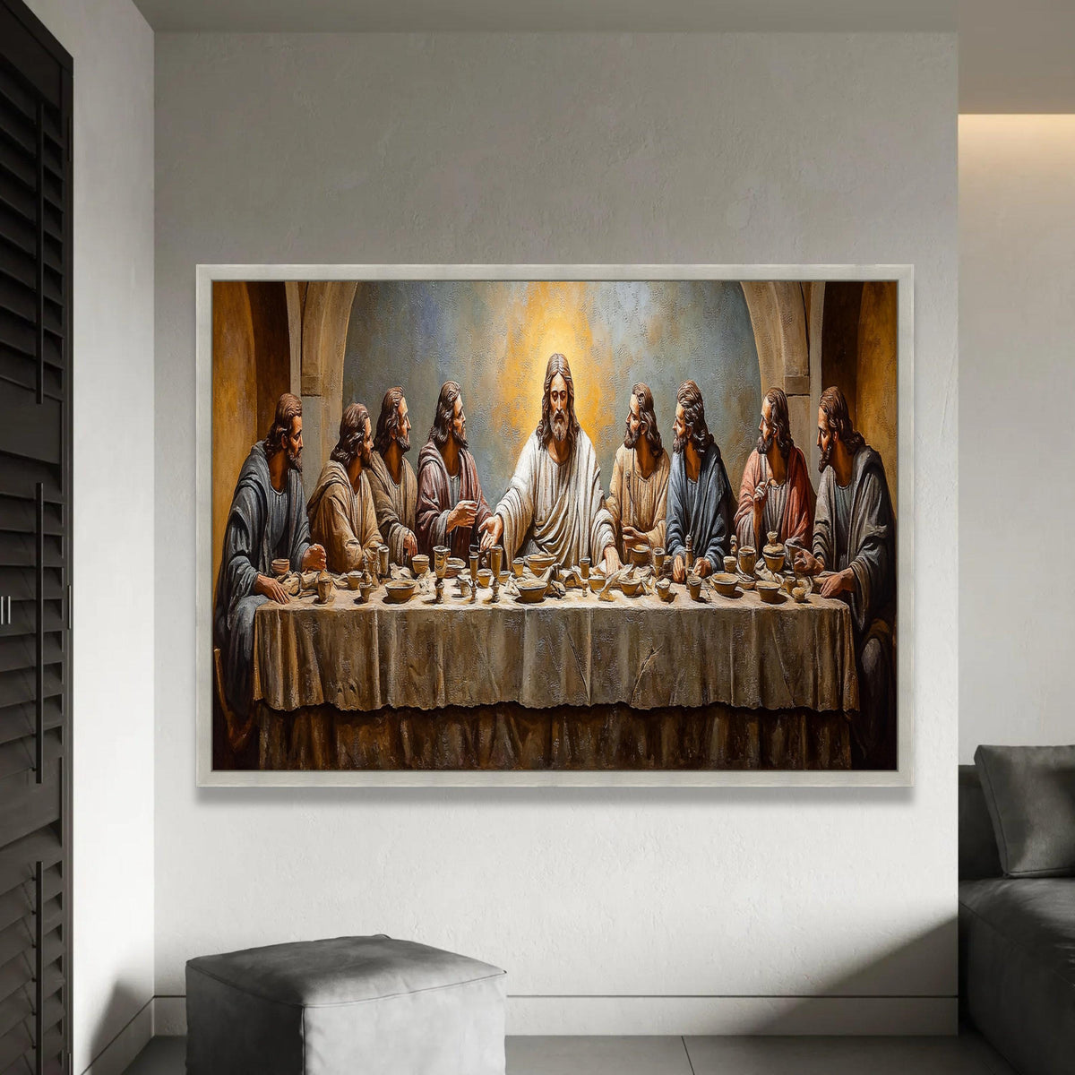 The Last Supper Canvas Wall Art, Religious Christian Painting, Jesus and Disciples, Spiritual Home Decor, Biblical Ready To Hang Decoration