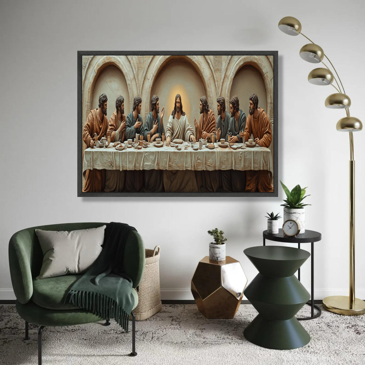 The Last Supper Canvas Wall Art, Religious Christian Decor, Jesus and Apostles Painting, Biblical Scene Canvas, Ready To Hang Decoration