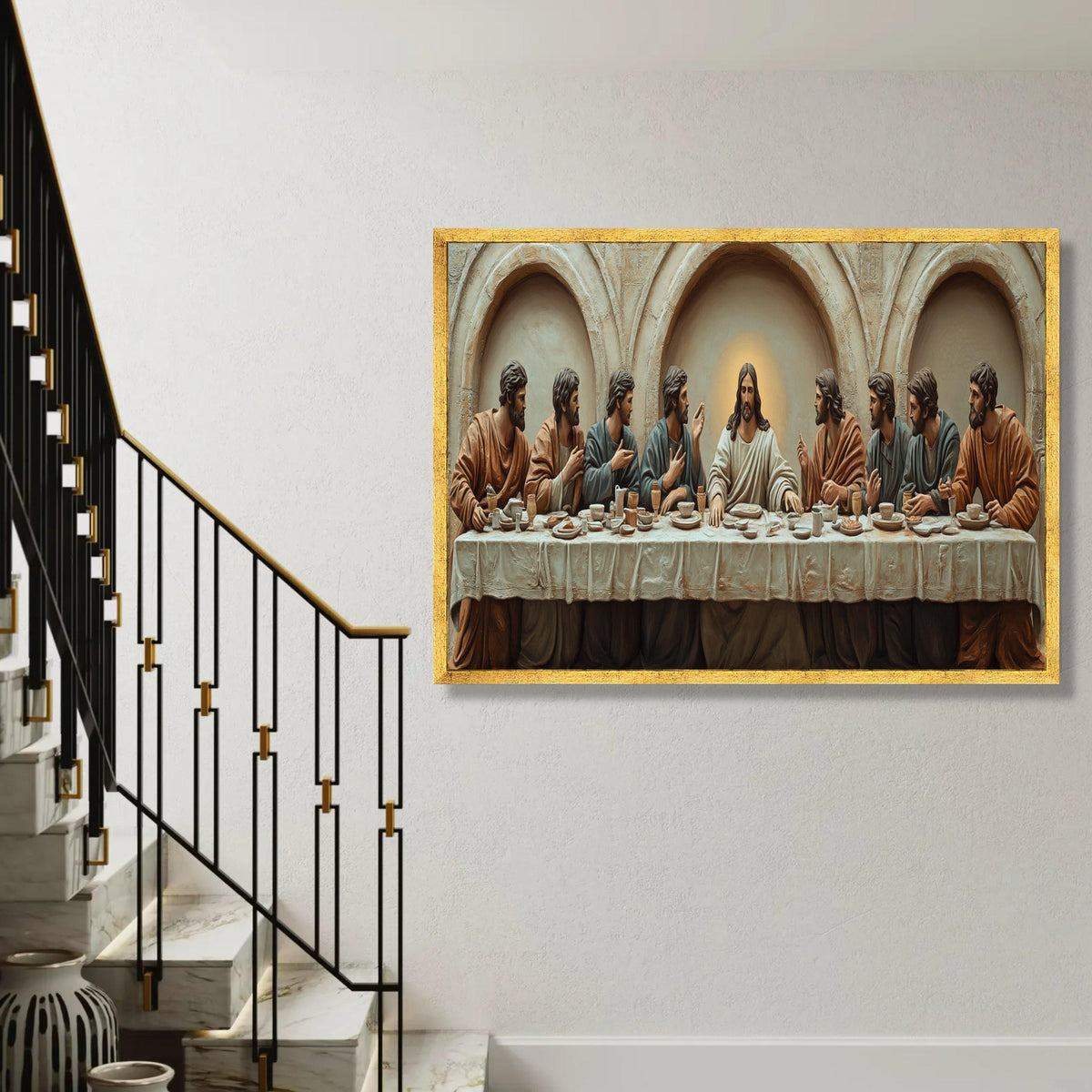 The Last Supper Canvas Wall Art, Religious Christian Decor, Jesus and Apostles Painting, Biblical Scene Canvas, Ready To Hang Decoration