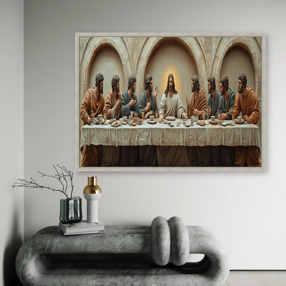 The Last Supper Canvas Wall Art, Religious Christian Decor, Jesus and Apostles Painting, Biblical Scene Canvas, Ready To Hang Decoration
