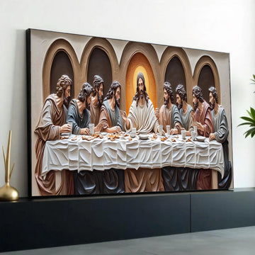 The Last Supper Canvas Wall Art, Religious Christian Decor, Jesus and Disciples Painting, Spiritual Home Ready To Hang Decoration