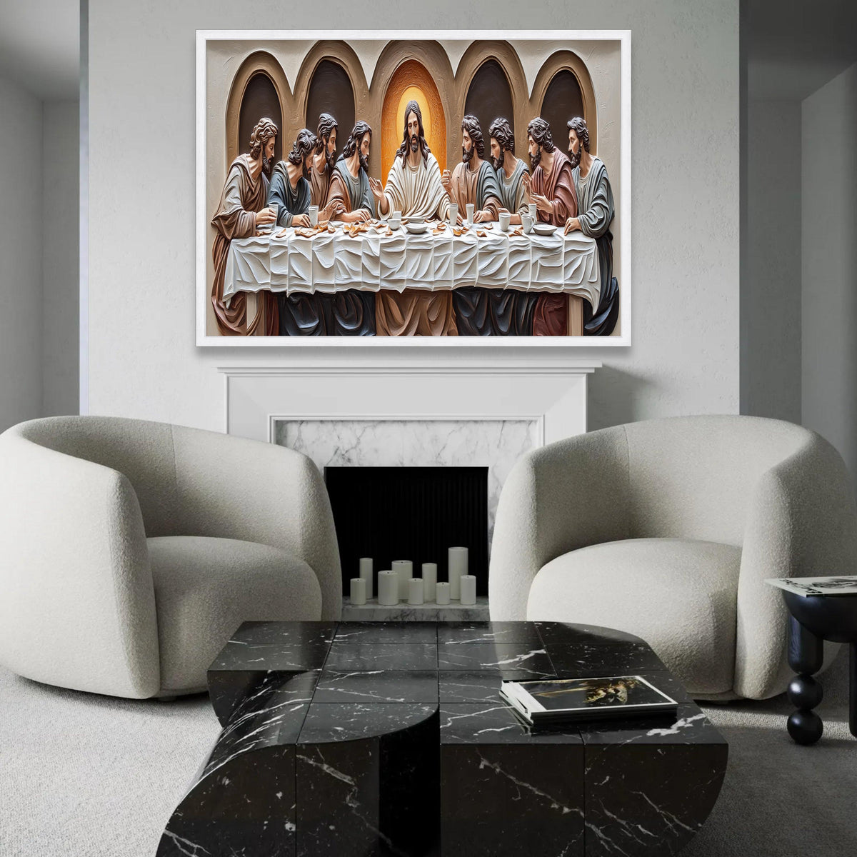 The Last Supper Canvas Wall Art, Religious Christian Decor, Jesus and Disciples Painting, Spiritual Home Ready To Hang Decoration