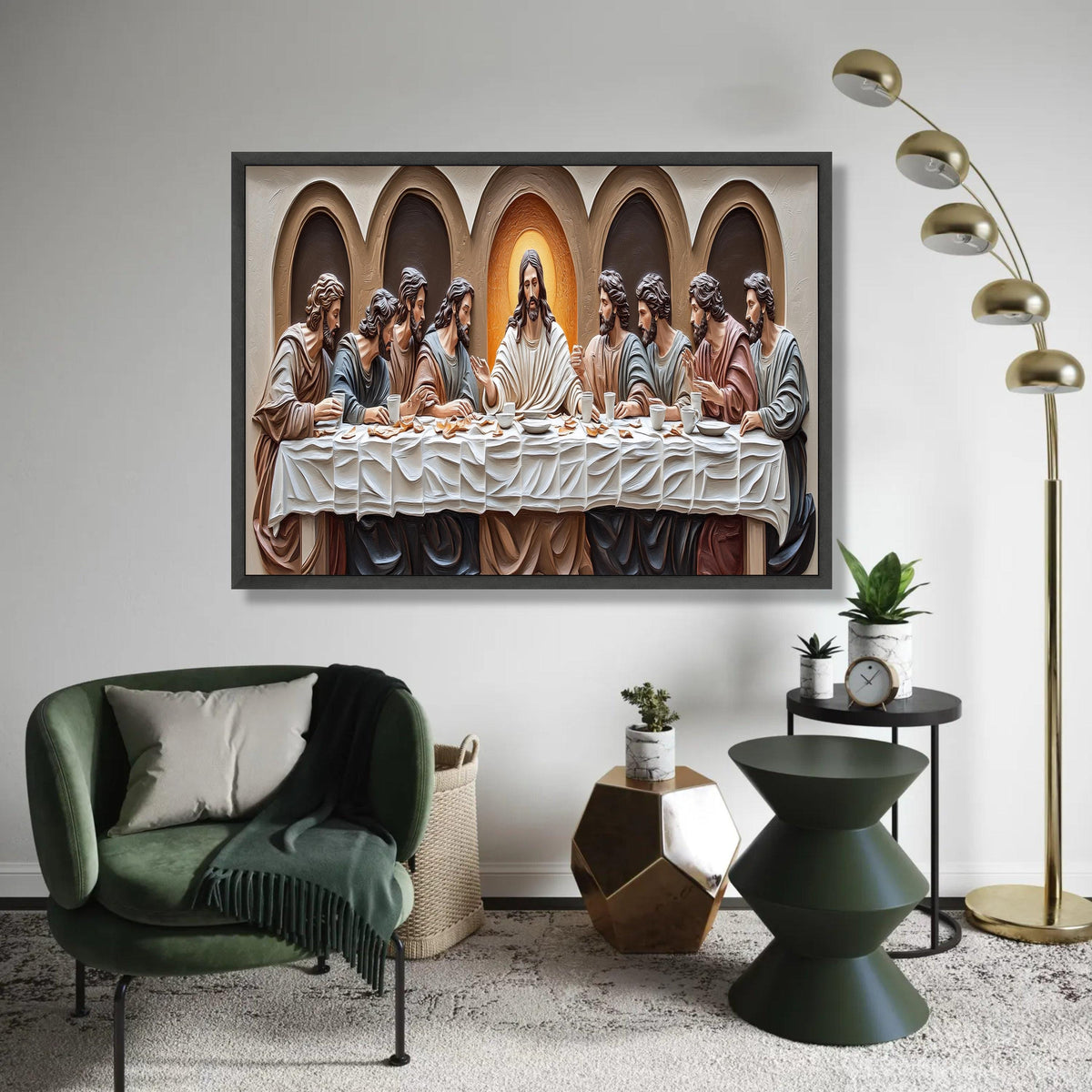 The Last Supper Canvas Wall Art, Religious Christian Decor, Jesus and Disciples Painting, Spiritual Home Ready To Hang Decoration