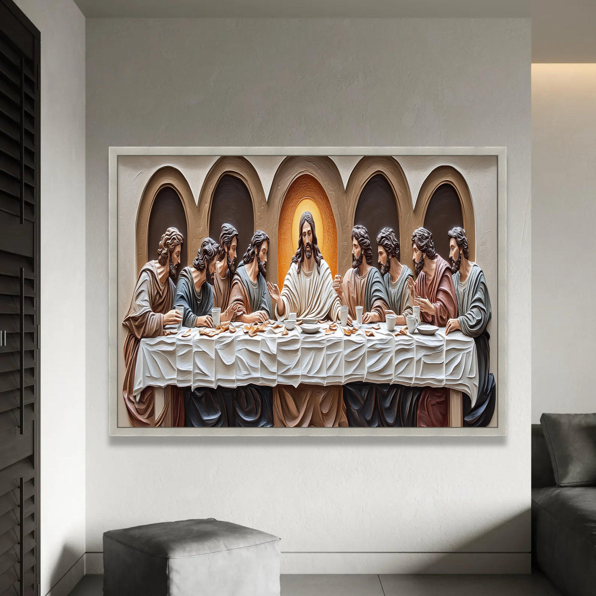 The Last Supper Canvas Wall Art, Religious Christian Decor, Jesus and Disciples Painting, Spiritual Home Ready To Hang Decoration