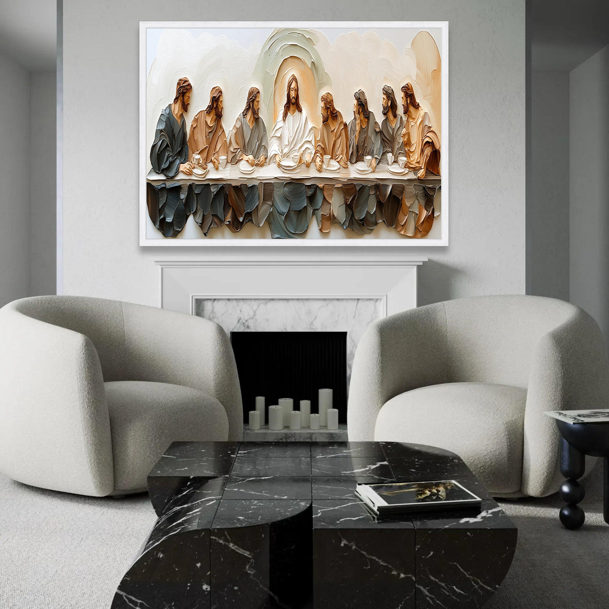 The Last Supper Canvas Wall Art, Religious Christian Decor, Jesus and Disciples Painting, Style, Spiritual Home Ready To Hang Decoration