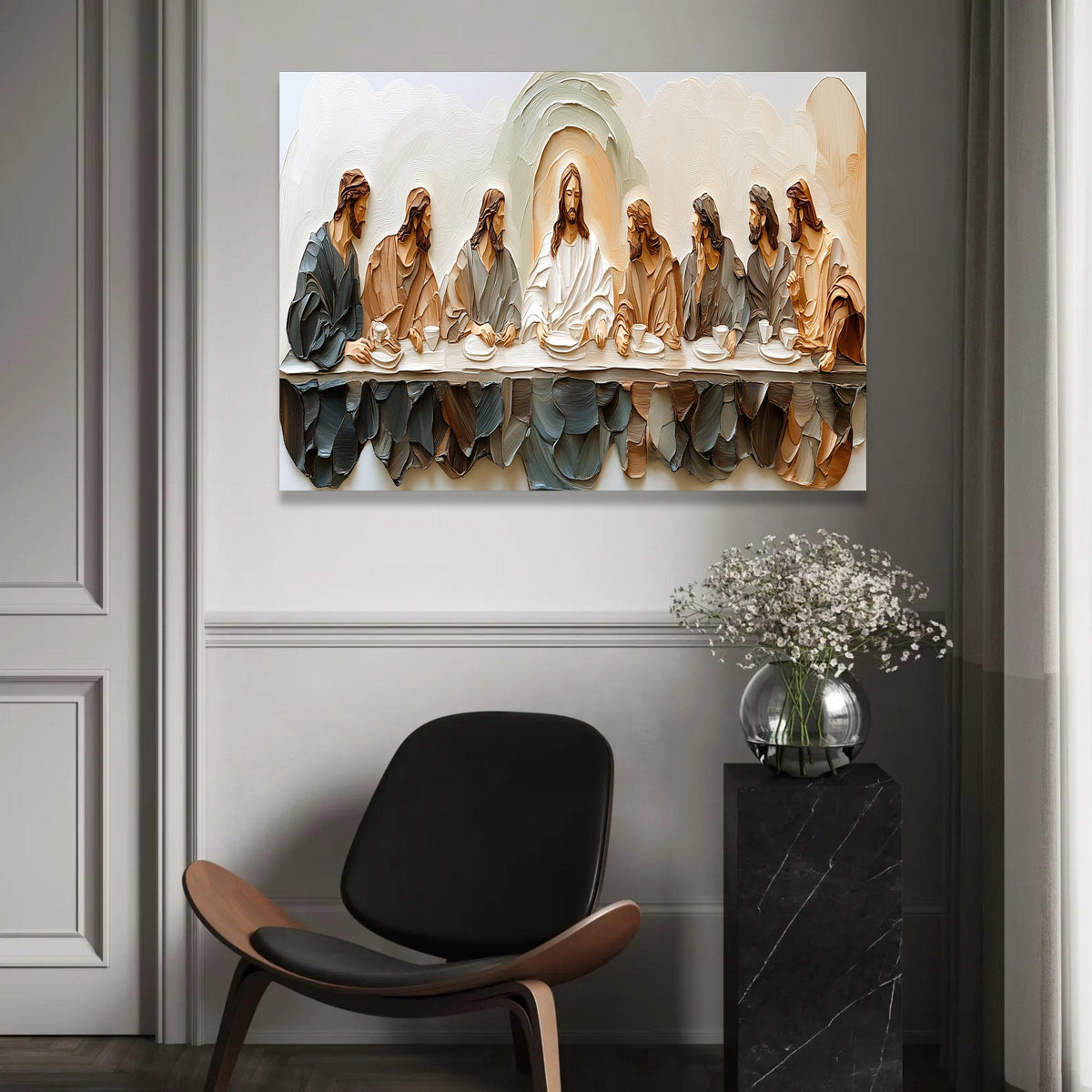 The Last Supper Canvas Wall Art, Religious Christian Decor, Jesus and Disciples Painting, Style, Spiritual Home Ready To Hang Decoration