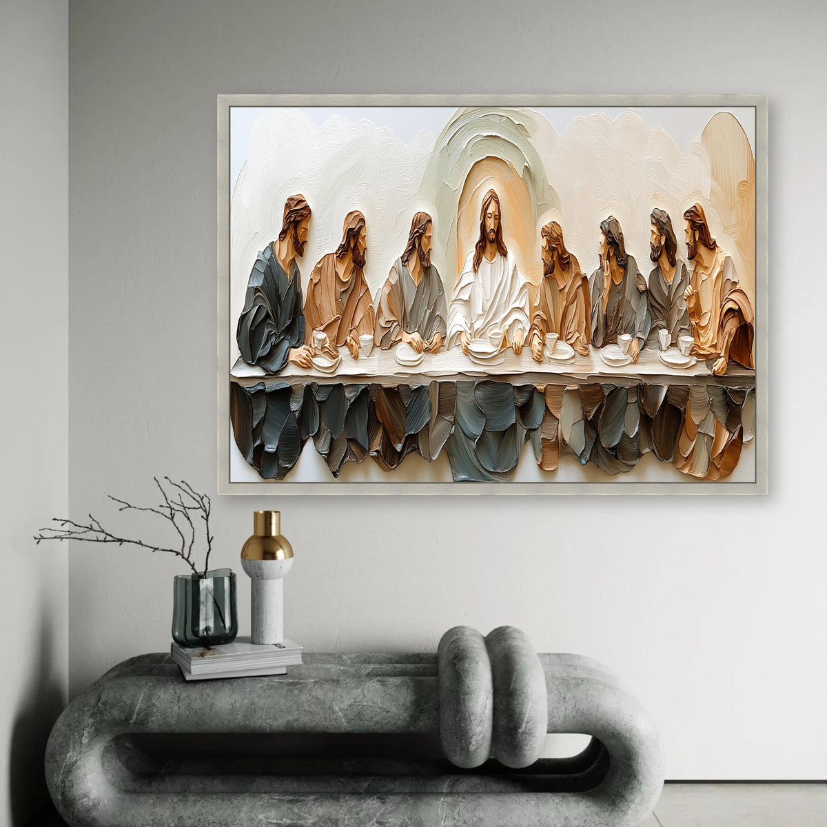 The Last Supper Canvas Wall Art, Religious Christian Decor, Jesus and Disciples Painting, Style, Spiritual Home Ready To Hang Decoration