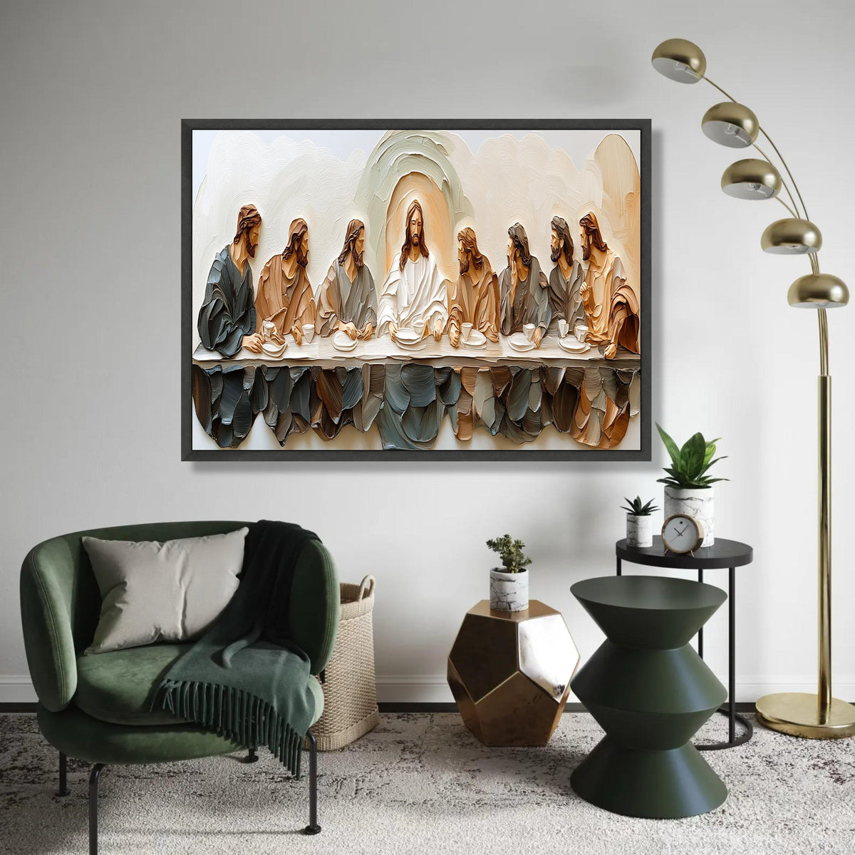The Last Supper Canvas Wall Art, Religious Christian Decor, Jesus and Disciples Painting, Style, Spiritual Home Ready To Hang Decoration