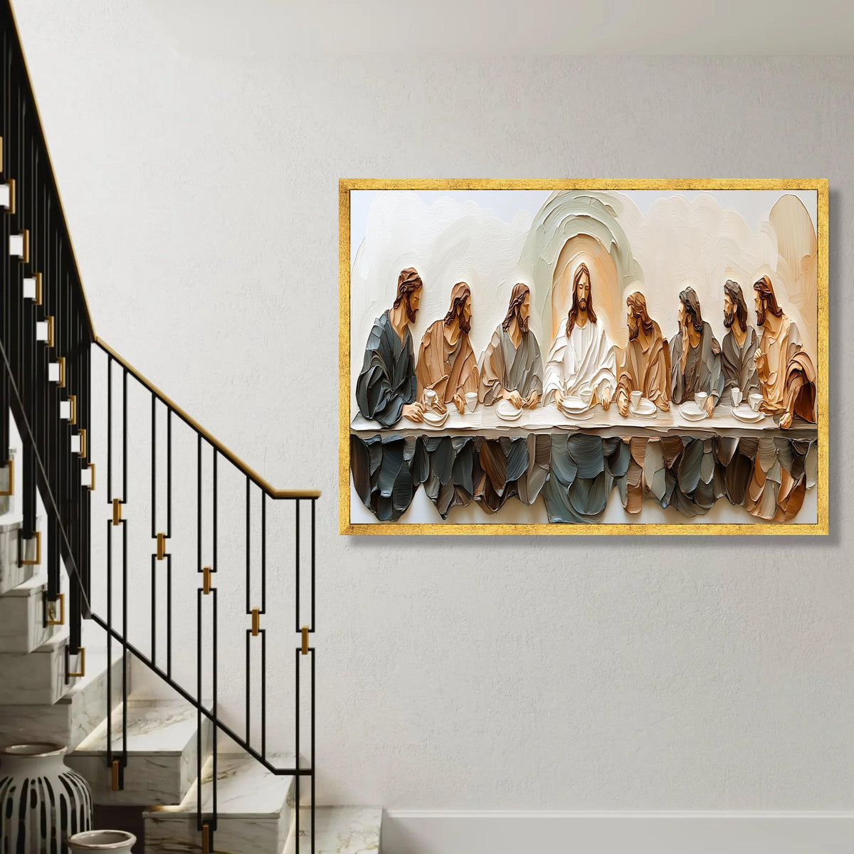 The Last Supper Canvas Wall Art, Religious Christian Decor, Jesus and Disciples Painting, Style, Spiritual Home Ready To Hang Decoration