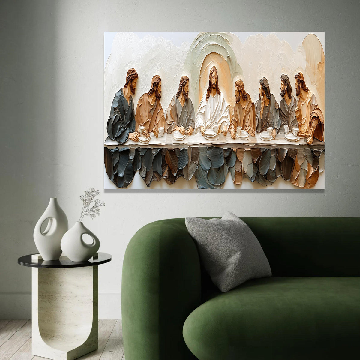 The Last Supper Canvas Wall Art, Religious Christian Decor, Jesus and Disciples Painting, Style, Spiritual Home Ready To Hang Decoration