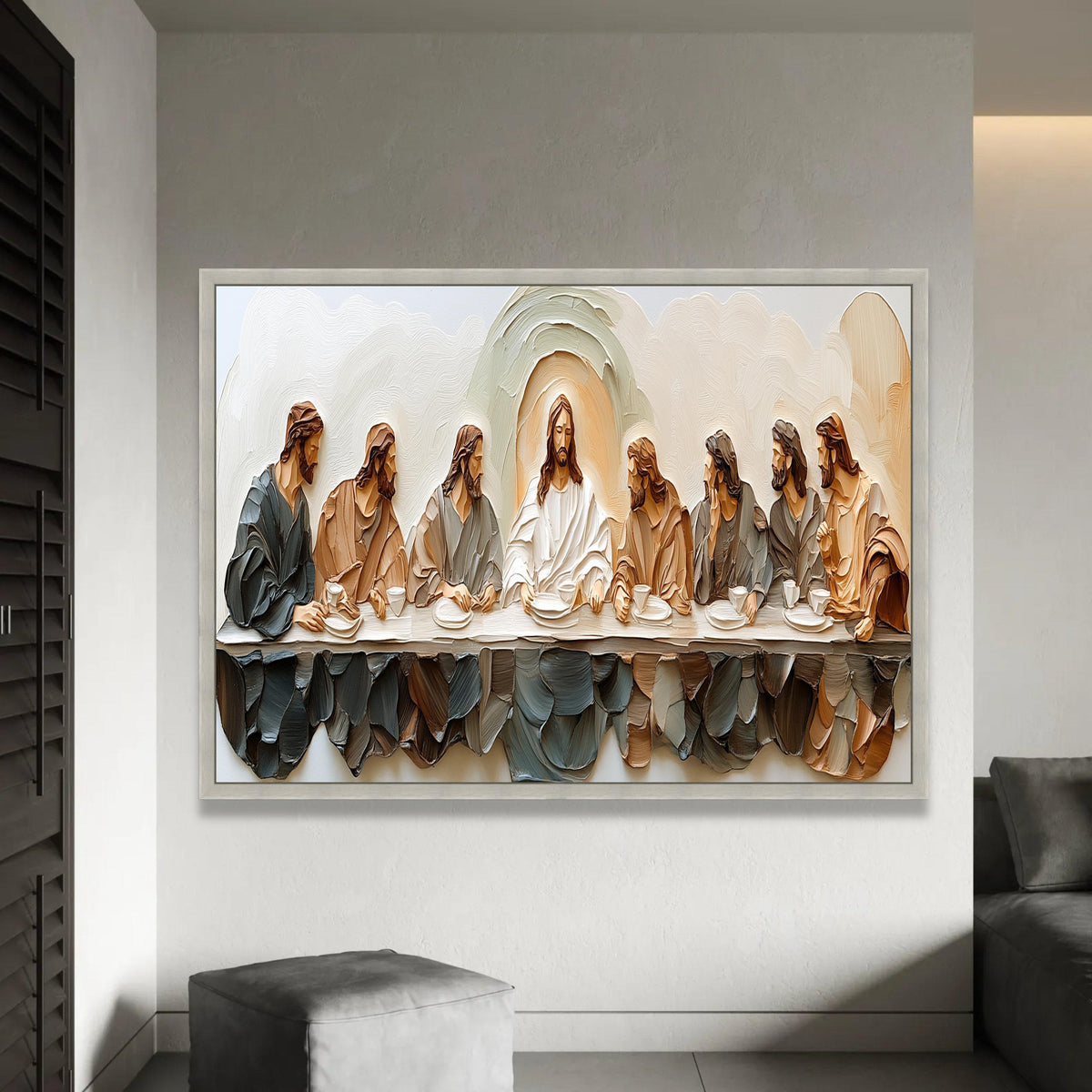 The Last Supper Canvas Wall Art, Religious Christian Decor, Jesus and Disciples Painting, Style, Spiritual Home Ready To Hang Decoration