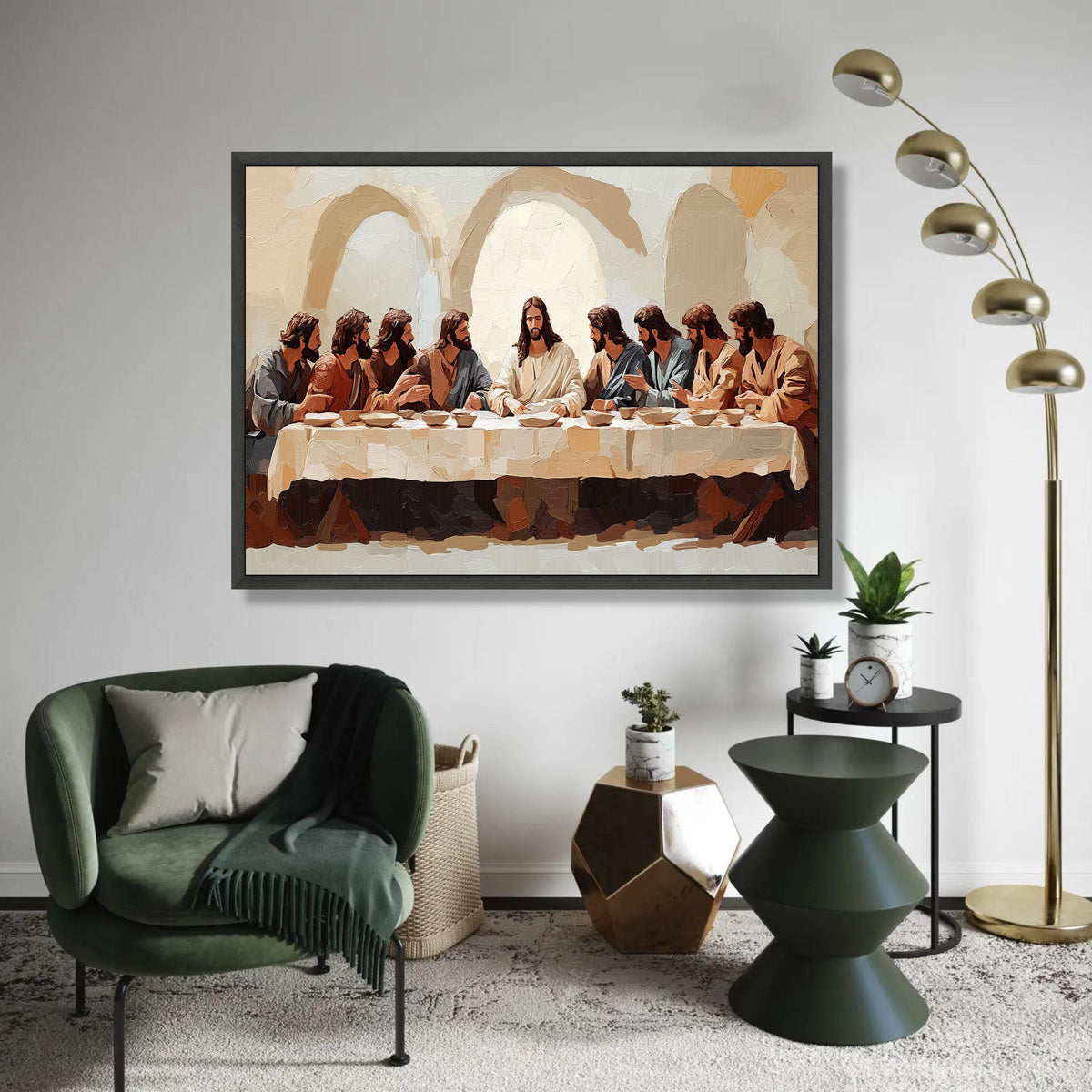 The Last Supper Canvas Wall Art, Religious Christian Painting, Jesus and Disciples Artwork, Spiritual Home Decor, Ready To Hang Decoration