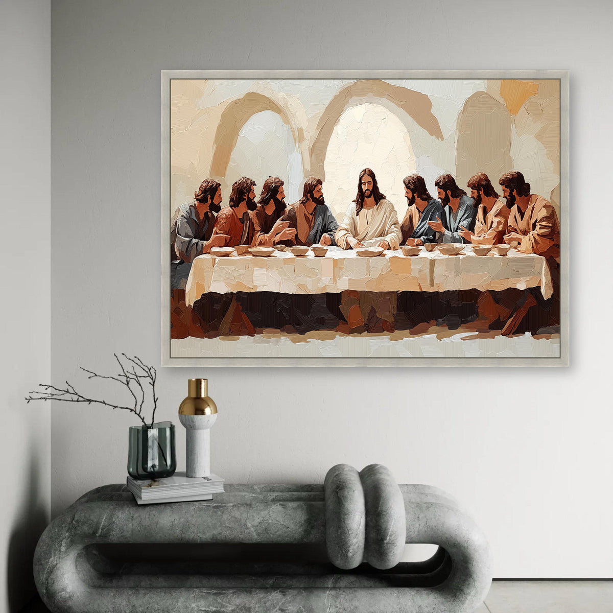 The Last Supper Canvas Wall Art, Religious Christian Painting, Jesus and Disciples Artwork, Spiritual Home Decor, Ready To Hang Decoration