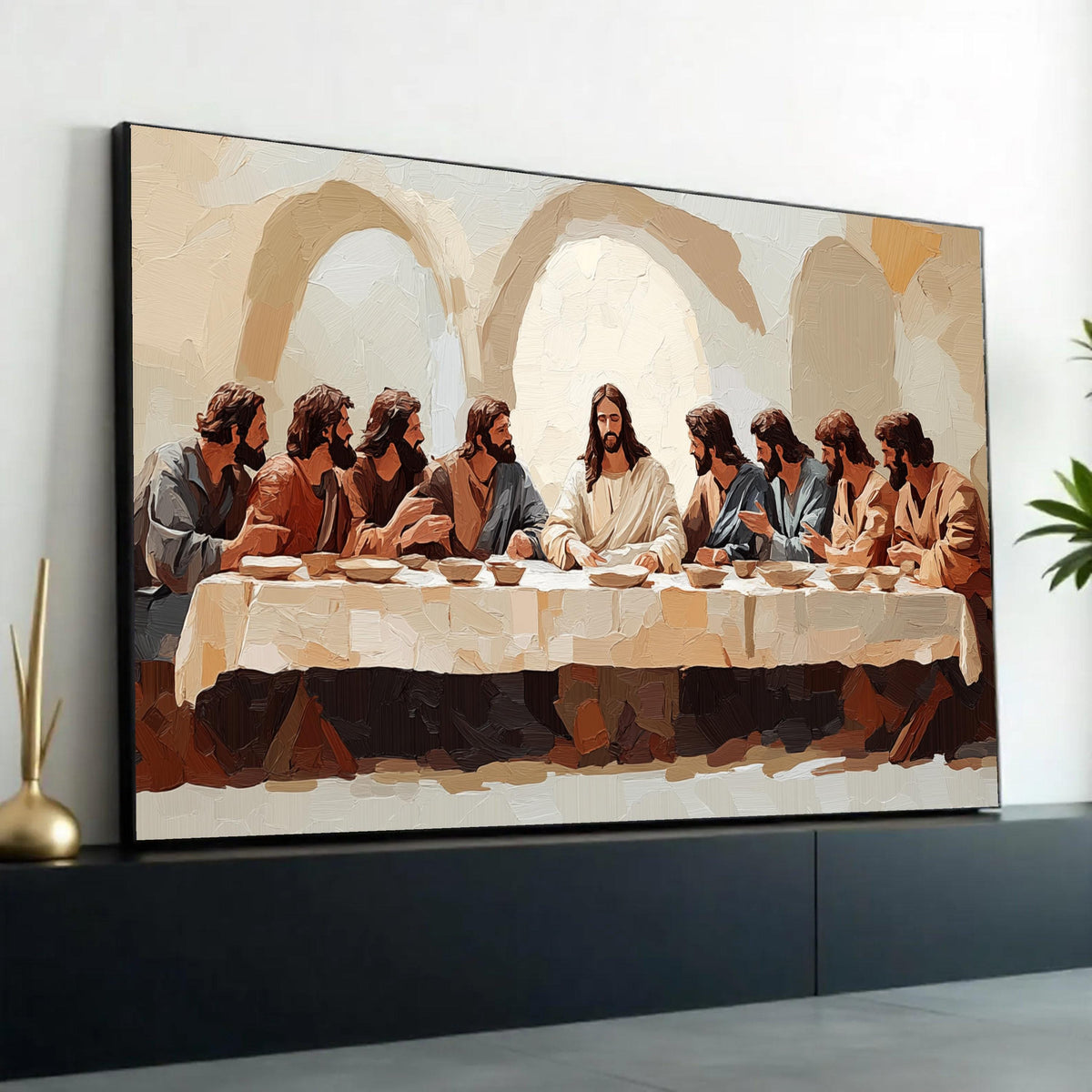 The Last Supper Canvas Wall Art, Religious Christian Painting, Jesus and Disciples Artwork, Spiritual Home Decor, Ready To Hang Decoration
