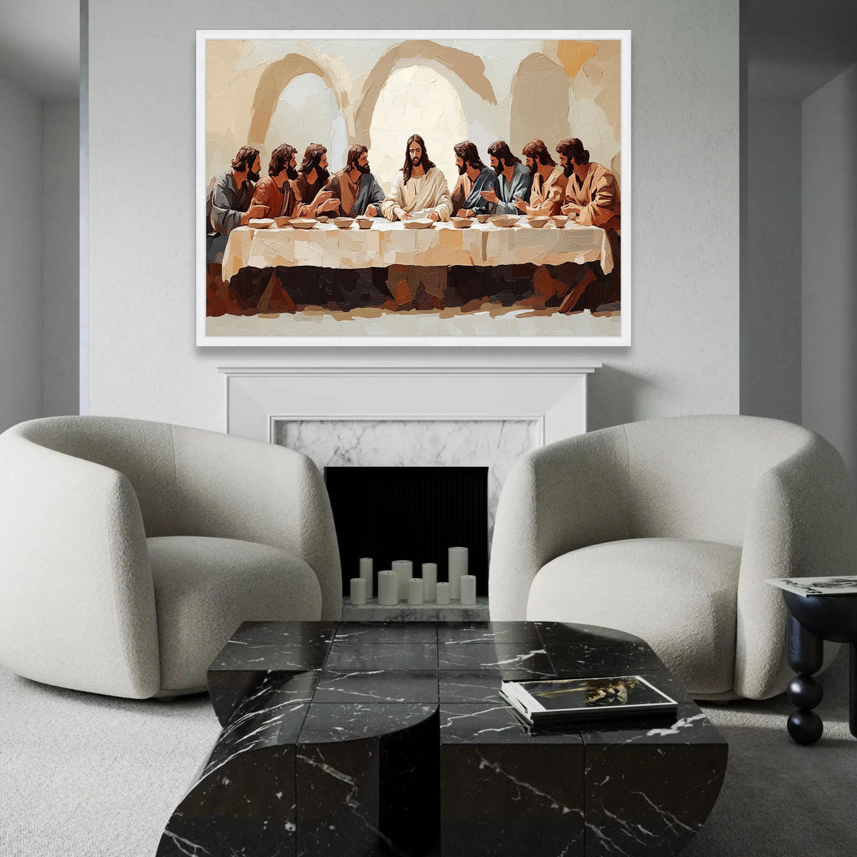 The Last Supper Canvas Wall Art, Religious Christian Painting, Jesus and Disciples Artwork, Spiritual Home Decor, Ready To Hang Decoration