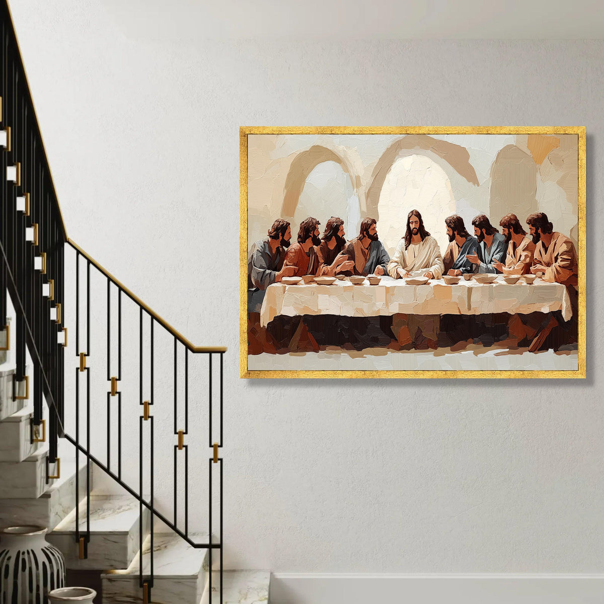 The Last Supper Canvas Wall Art, Religious Christian Painting, Jesus and Disciples Artwork, Spiritual Home Decor, Ready To Hang Decoration