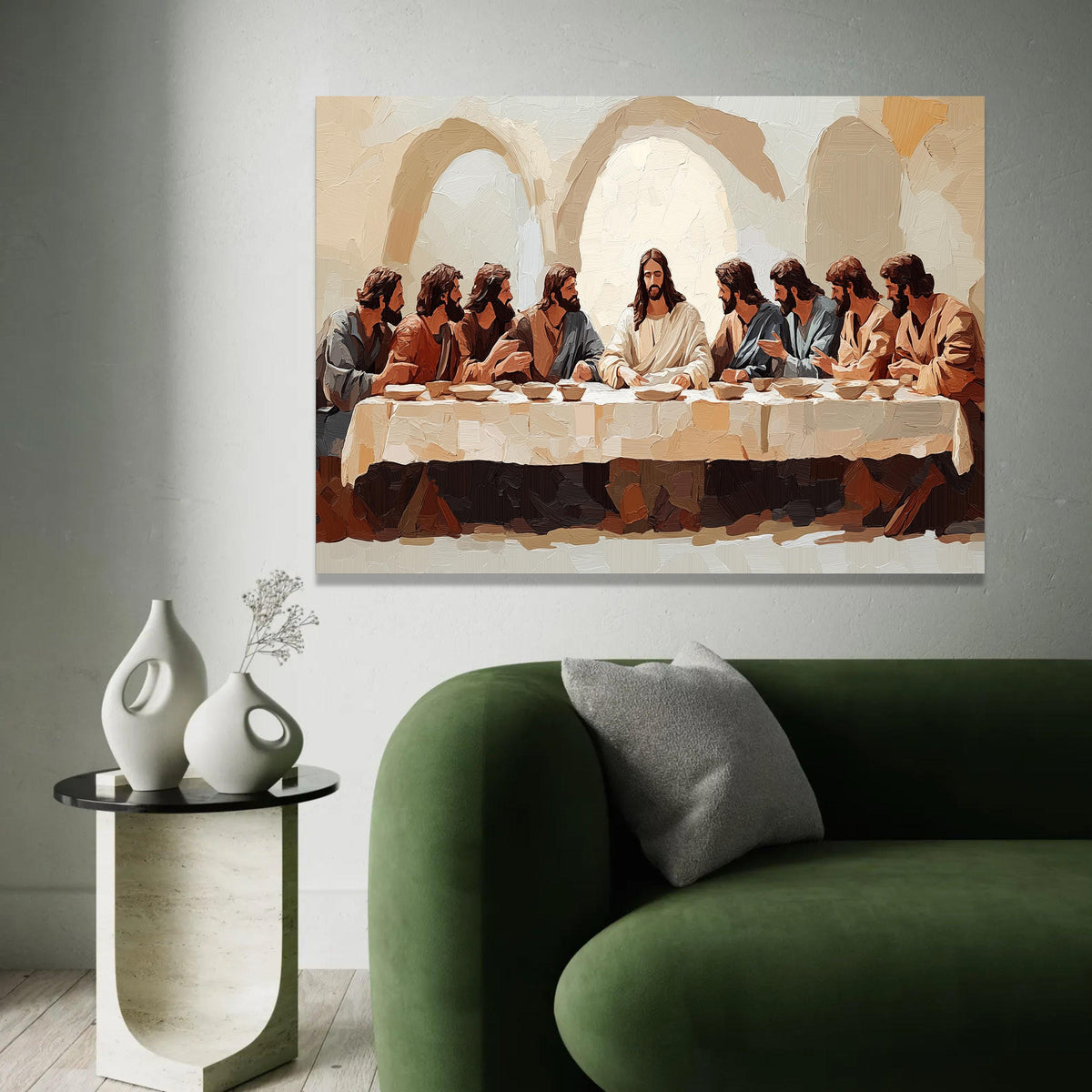 The Last Supper Canvas Wall Art, Religious Christian Painting, Jesus and Disciples Artwork, Spiritual Home Decor, Ready To Hang Decoration