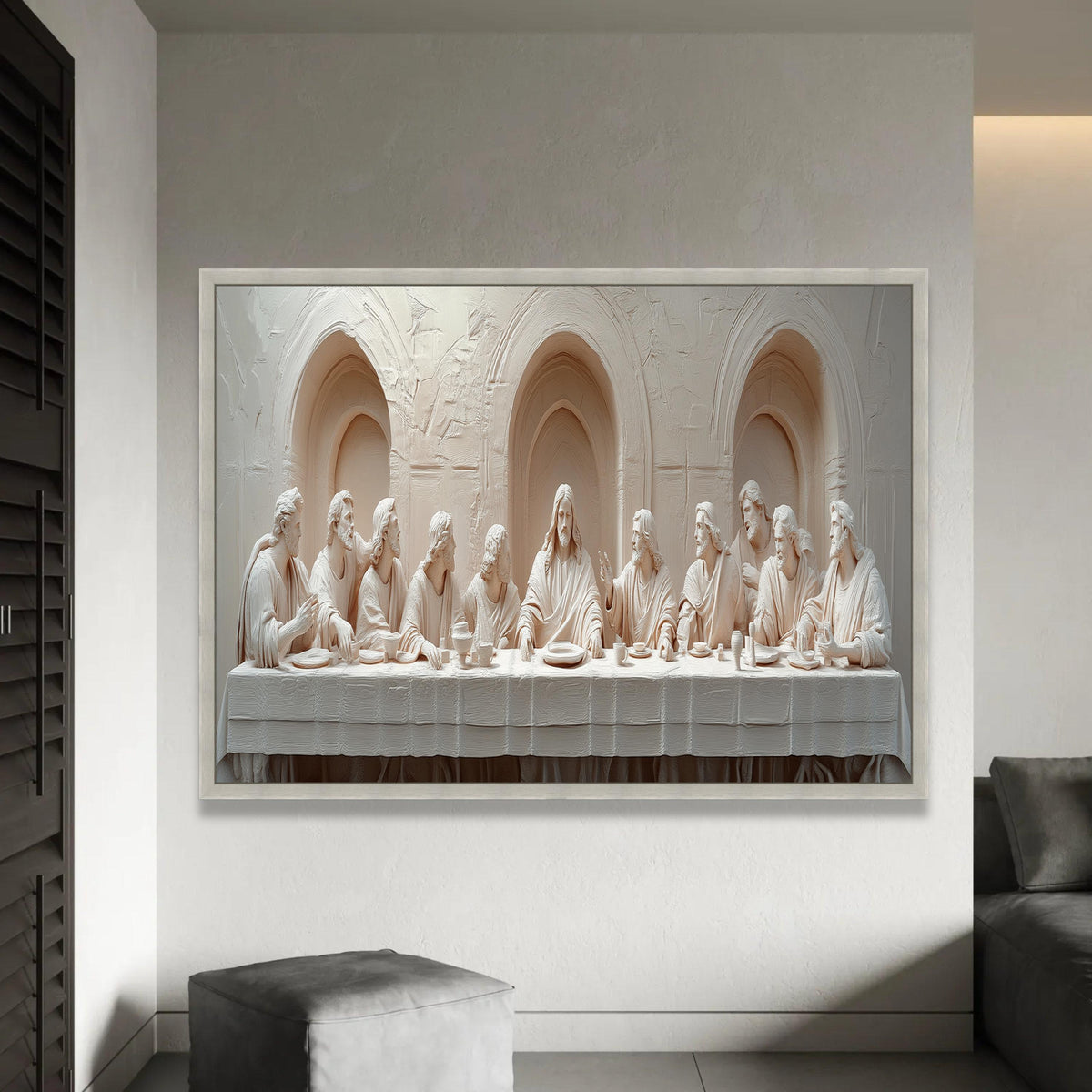 The Last Supper Sculpture Canvas, Religious Wall Art, Jesus and Apostles, Christian Biblical Scene, Spiritual Home Ready To Hang Decoration