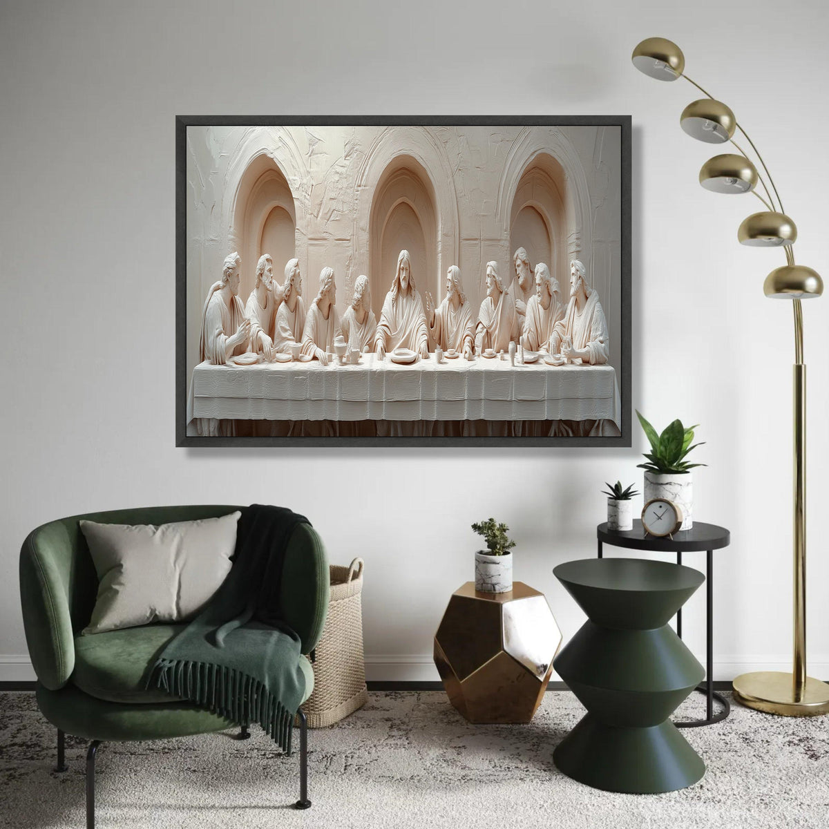 The Last Supper Sculpture Canvas, Religious Wall Art, Jesus and Apostles, Christian Biblical Scene, Spiritual Home Ready To Hang Decoration