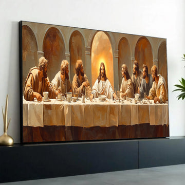 The Last Supper Canvas Wall Art, Religious Christian Painting, Jesus and Disciples, Spiritual Home Decor, Biblical Ready To Hang Decoration
