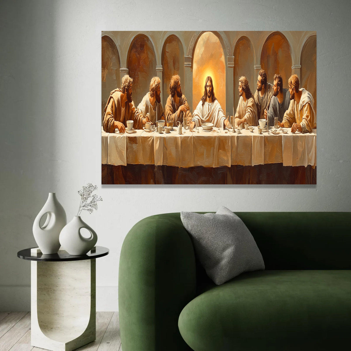 The Last Supper Canvas Wall Art, Religious Christian Painting, Jesus and Disciples, Spiritual Home Decor, Biblical Ready To Hang Decoration