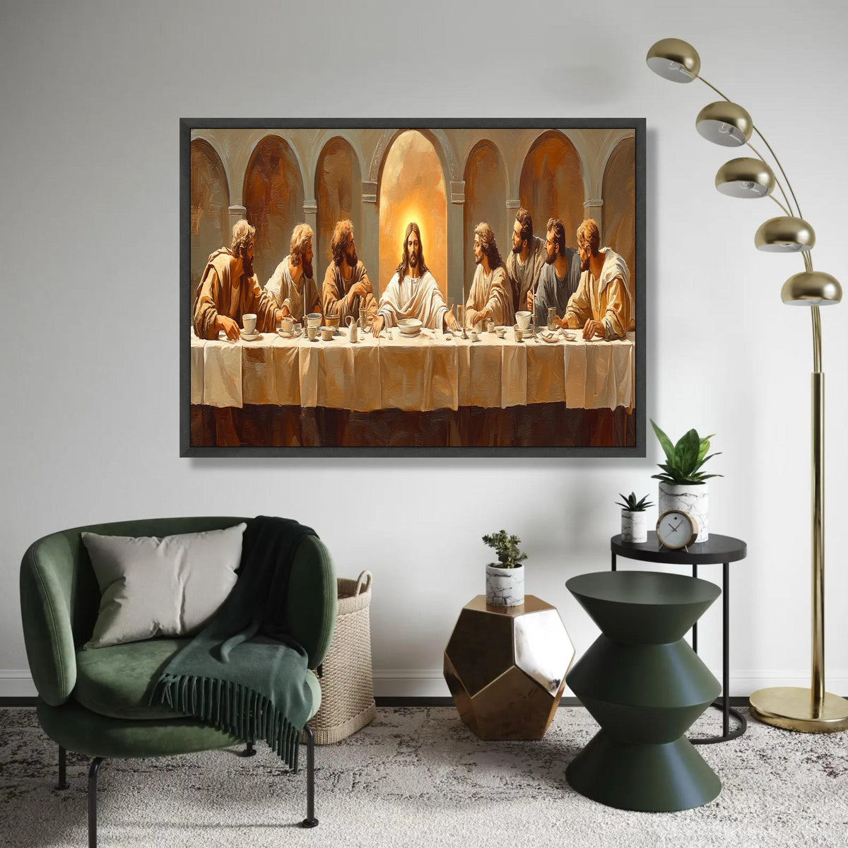 The Last Supper Canvas Wall Art, Religious Christian Painting, Jesus and Disciples, Spiritual Home Decor, Biblical Ready To Hang Decoration