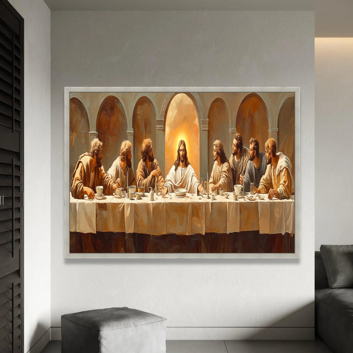 The Last Supper Canvas Wall Art, Religious Christian Painting, Jesus and Disciples, Spiritual Home Decor, Biblical Ready To Hang Decoration