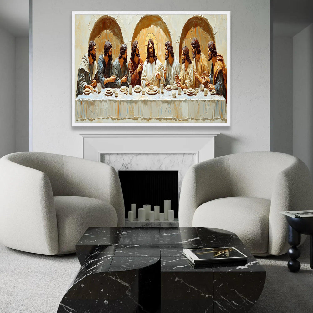 The Last Supper Canvas Wall Art, Religious Christian Painting, Jesus and Apostles Artwork, Spiritual Home Ready To Hang Decoration