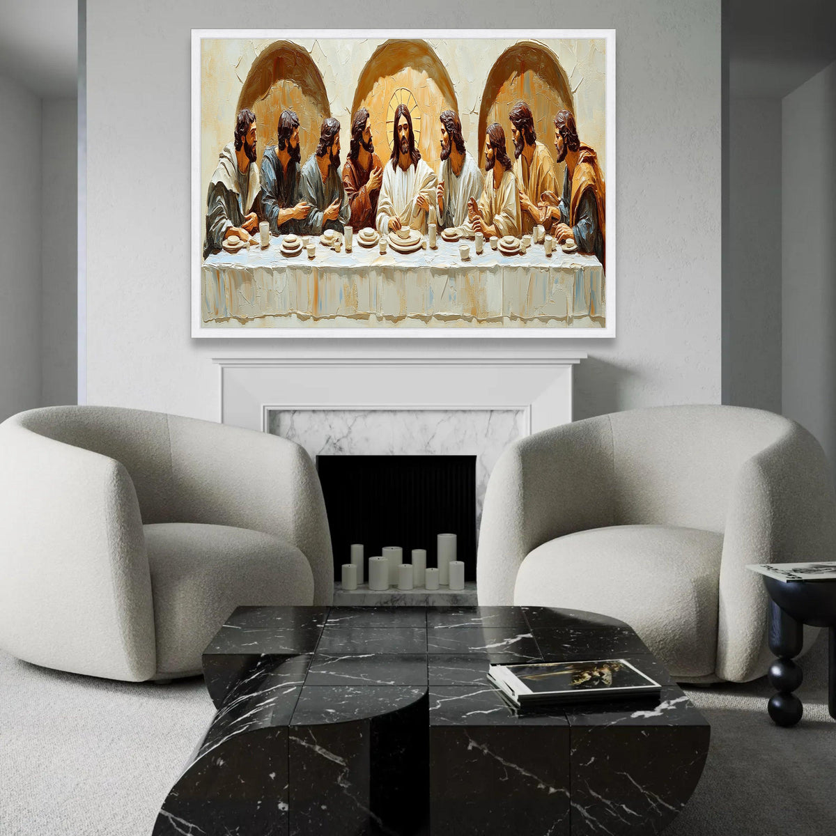 The Last Supper Canvas Wall Art, Religious Christian Painting, Jesus and Apostles Artwork, Spiritual Home Ready To Hang Decoration