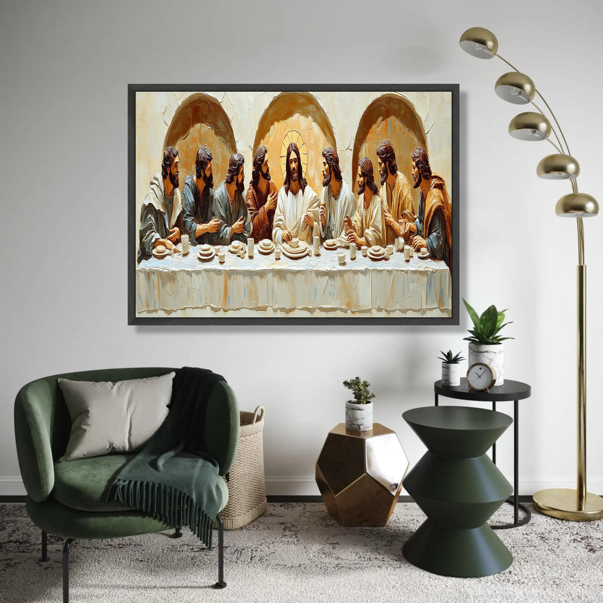 The Last Supper Canvas Wall Art, Religious Christian Painting, Jesus and Apostles Artwork, Spiritual Home Ready To Hang Decoration