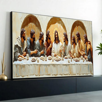 The Last Supper Canvas Wall Art, Religious Christian Painting, Jesus and Apostles Artwork, Spiritual Home Ready To Hang Decoration