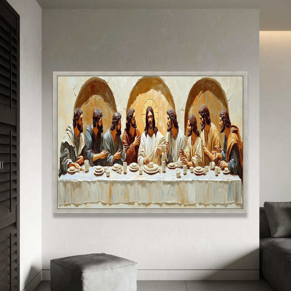 The Last Supper Canvas Wall Art, Religious Christian Painting, Jesus and Apostles Artwork, Spiritual Home Ready To Hang Decoration