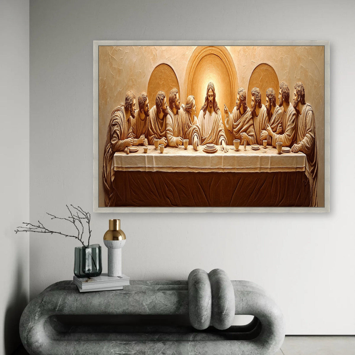 The Last Supper Canvas Wall Art, Religious Christian Decor, Jesus and Apostles Painting, Biblical Scene Canvas, Ready To Hang Decoration