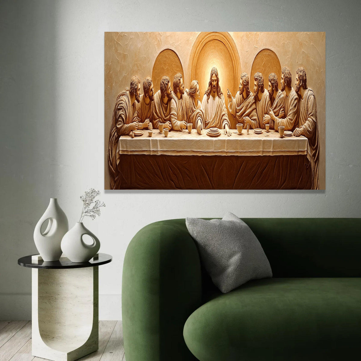 The Last Supper Canvas Wall Art, Religious Christian Decor, Jesus and Apostles Painting, Biblical Scene Canvas, Ready To Hang Decoration