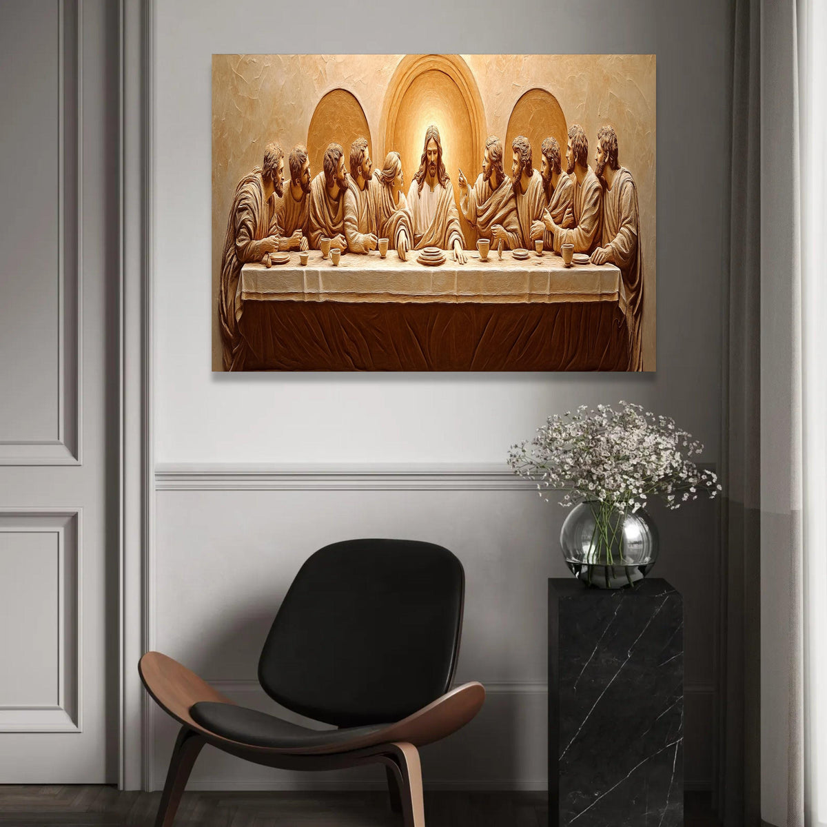 The Last Supper Canvas Wall Art, Religious Christian Decor, Jesus and Apostles Painting, Biblical Scene Canvas, Ready To Hang Decoration