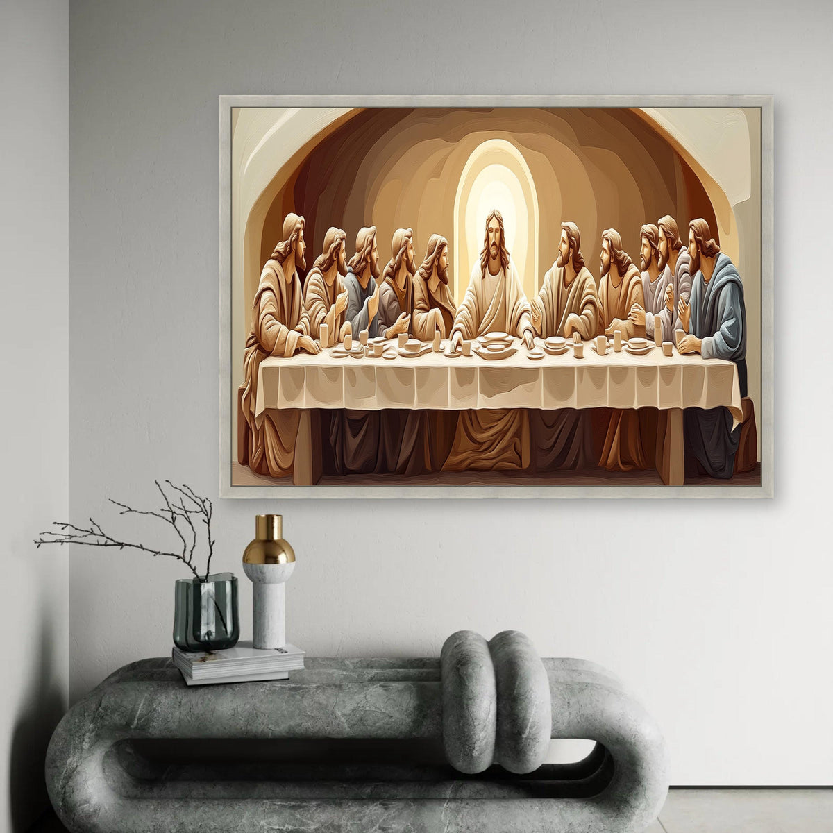 The Last Supper Canvas Wall Art, Religious Christian Painting, Jesus and Apostles Artwork, Spiritual Home Decor, Ready To Hang Decoration