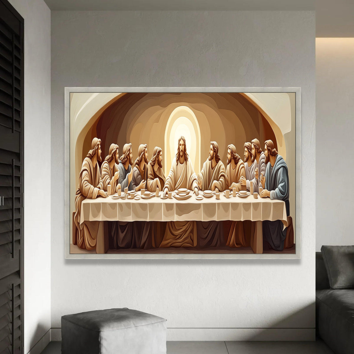 The Last Supper Canvas Wall Art, Religious Christian Painting, Jesus and Apostles Artwork, Spiritual Home Decor, Ready To Hang Decoration