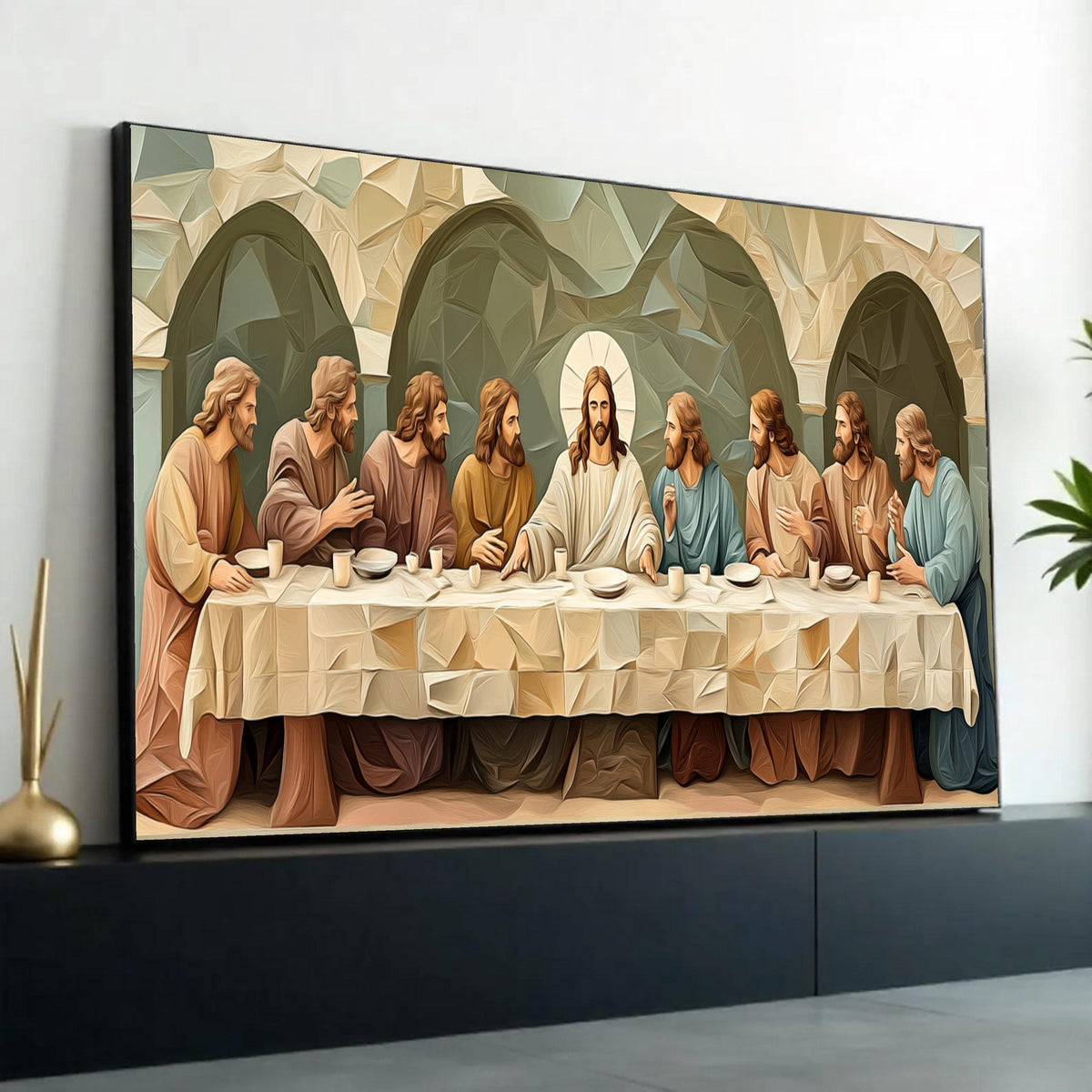 The Last Supper Canvas Art, Religious Wall Decor, Christian Bible Scene, Jesus and Disciples Canvas, Spiritual Home Ready To Hang Decoration