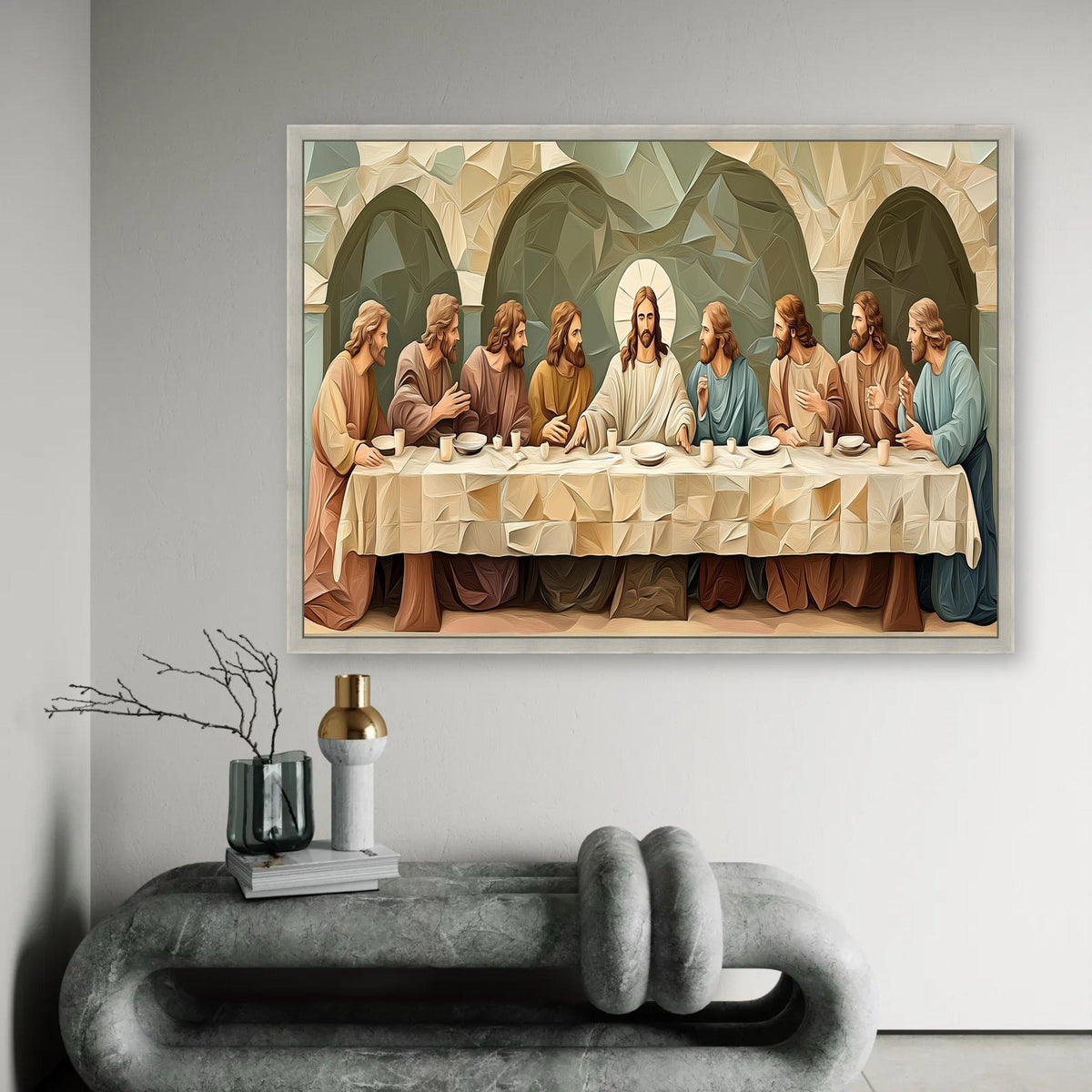 The Last Supper Canvas Art, Religious Wall Decor, Christian Bible Scene, Jesus and Disciples Canvas, Spiritual Home Ready To Hang Decoration