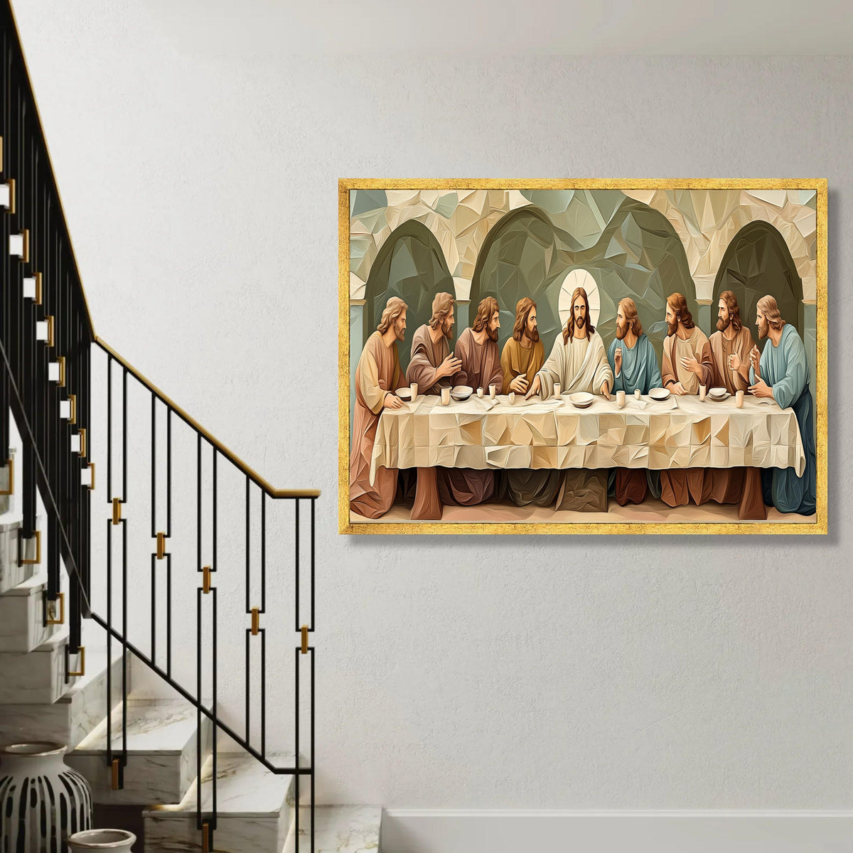 The Last Supper Canvas Art, Religious Wall Decor, Christian Bible Scene, Jesus and Disciples Canvas, Spiritual Home Ready To Hang Decoration