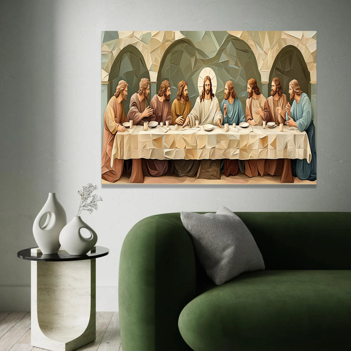 The Last Supper Canvas Art, Religious Wall Decor, Christian Bible Scene, Jesus and Disciples Canvas, Spiritual Home Ready To Hang Decoration