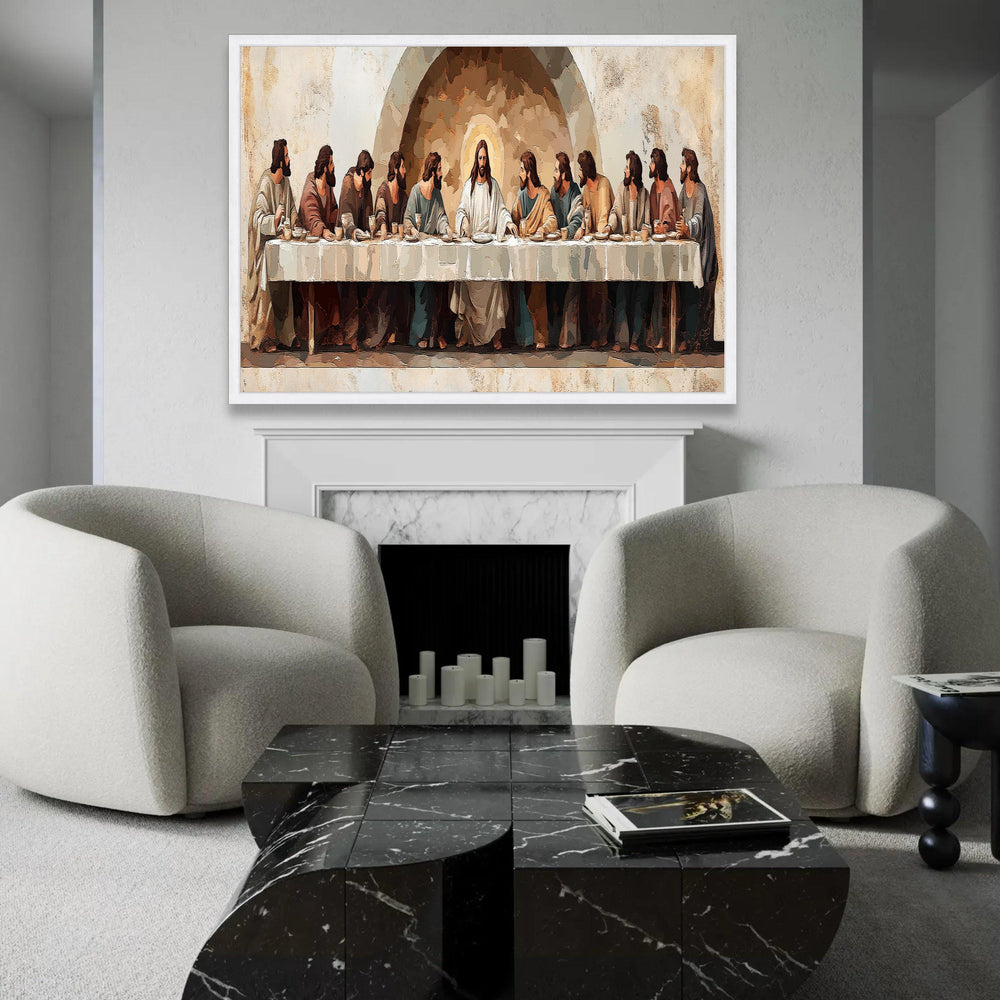 The Last Supper Canvas Wall Art, Jesus and Disciples Painting, Religious Christian Decor, Spiritual Dining Room Ready To Hang Decoration