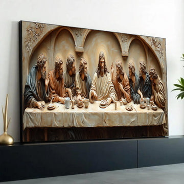 The Last Supper Sculpture Canvas, Jesus and Disciples Wall Art, Biblical Religious Decor, Christian Canvas Ready To Hang Decoration