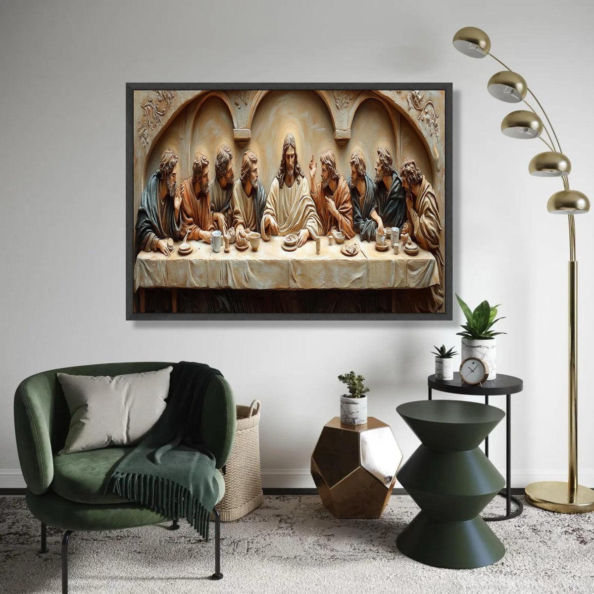 The Last Supper Sculpture Canvas, Jesus and Disciples Wall Art, Biblical Religious Decor, Christian Canvas Ready To Hang Decoration