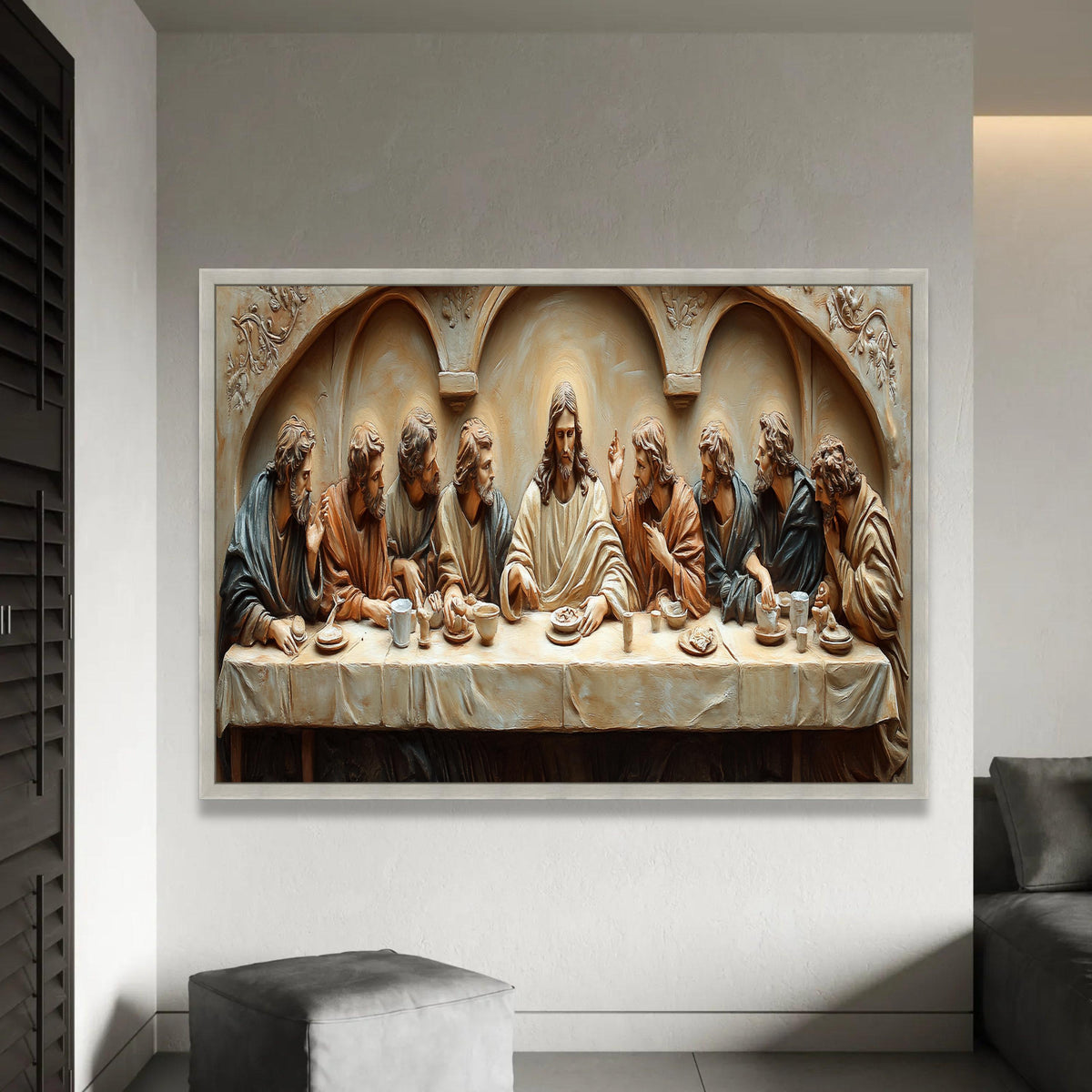 The Last Supper Sculpture Canvas, Jesus and Disciples Wall Art, Biblical Religious Decor, Christian Canvas Ready To Hang Decoration