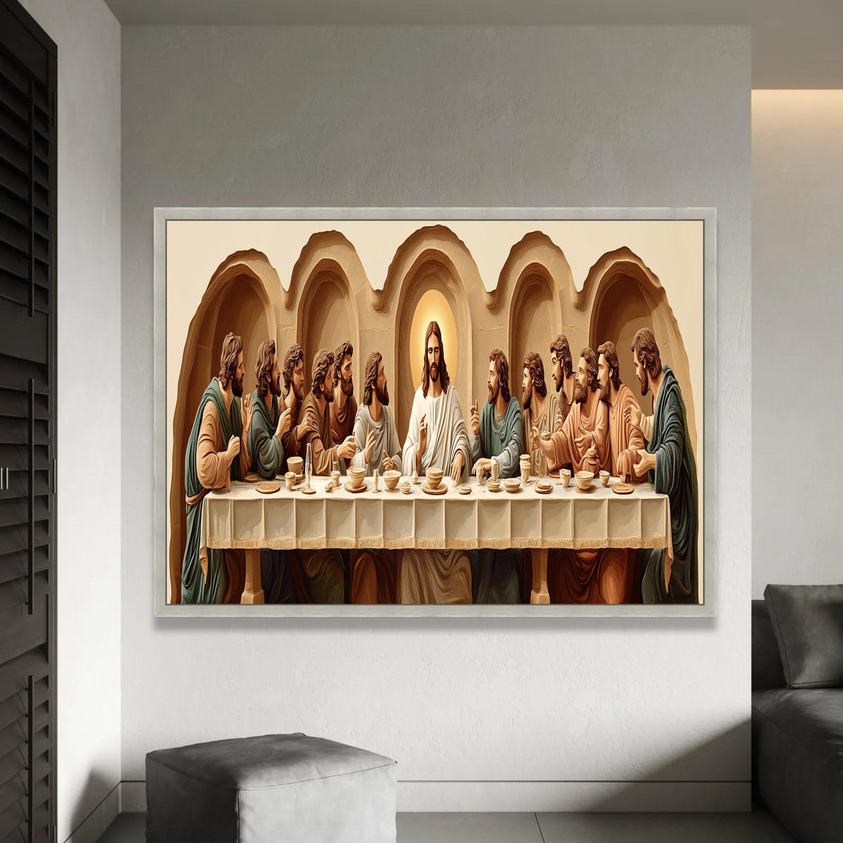 The Last Supper Canvas Wall Art, Jesus and Apostles Painting, Religious Christian Home Decor, Inspirational Ready To Hang Decoration